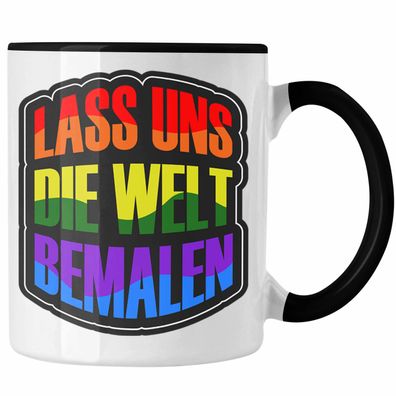 Geschenkidee LGBT Tasse "Lass uns die Welt Bemalen" Regenbogenfarben