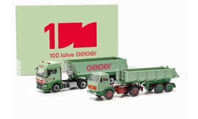 Herpa 316699 | Set 100 Jahre Geiger | MAN TGS TM Muldenkipper u. MB Baukipper | 1:87