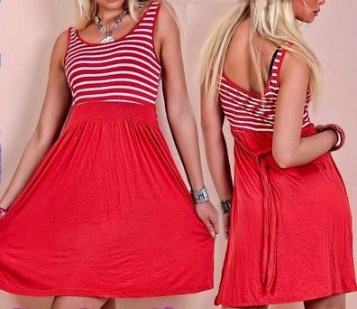 SeXy Miss Damen Girly Mini Kleid Streifen Dress 34/36/38 rot weiß Neu
