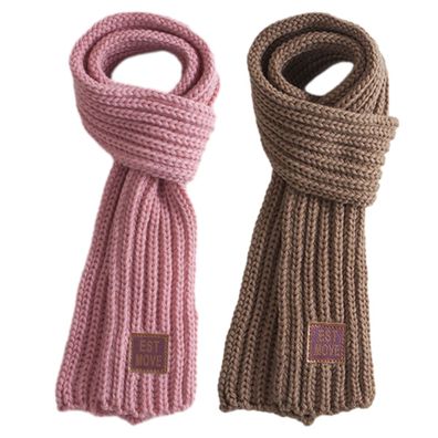 2 Stück warme Winter-Strickschals für Kinder, warmer Schal, Halswärmer, Khaki + Rosa