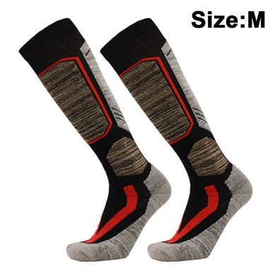 Unisex-Skisocken, kniehoch, für den Außenbereich, warme Winterwolle, Schwarz