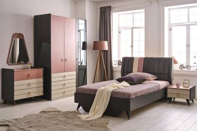 Luxus Schlafzimmer Set Bett Nachttisch Kleiderschrank Kommode Spiegel neu