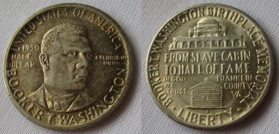 1/2 Dollar Silber Münze USA Zum Gedenken an Booker T. Washington 1950 S (165242)