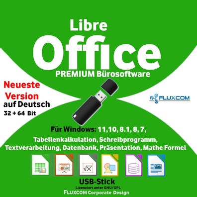Libre Office 7.6.2 Paket USB Büro Textverarbeitung Tabellen f Windows,32 + 64 Bit