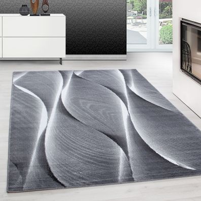 Teppich modern design teppich Rechteck Pflegeleicht 3D Baum Wellen Schwarz