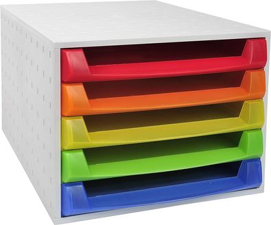 Exacompta 221098D Premium Ablagebox mit 5 offenen Schubladen für DIN A4+ Dokumente...