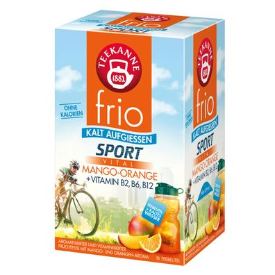 Teekanne frio Sport Vital Mango-Orange Vitamin B2, B6, B12, 18 Teebeutel