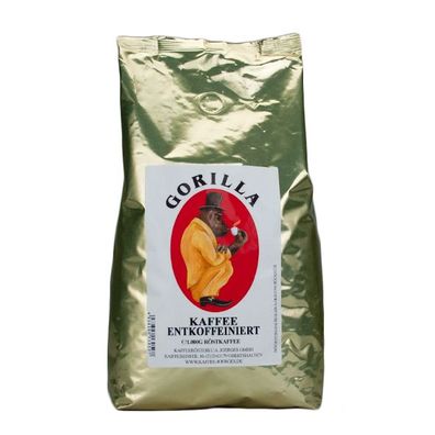 Gorilla Kaffee Entkoffeiniert, 1000g ganze Bohne