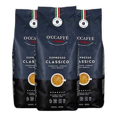 O'CCAFF&Egrave; Espresso Classico, ganze Bohne, Vorteilspack, 3kg