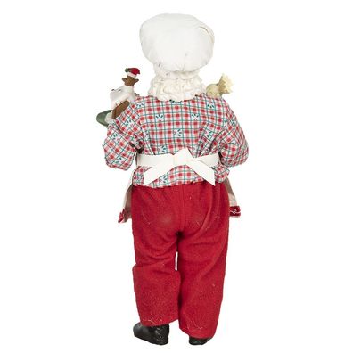 Clayre & Eef Figur Weihnachtsmann 28 cm Rot Weiß Textil (Gr. 13x10x28 cm)