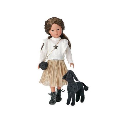 Käthe Kruse Spielpuppe La Bella Kayla 42cm braun mit Hund K0141101 Puppe