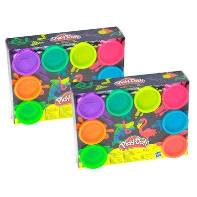 18,95 EUR/ kg Play-Doh Kinderknete 2x 8er Pack Neon Knete Knetset Hasbro 16 Dosen