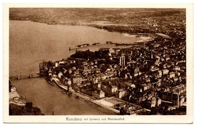 Konstanz mit Schweiz Rheinausfluß Alte Ansichtskarten Motivkarten Postkarten 1930