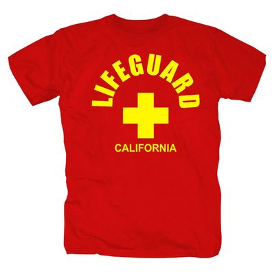 Lifeguard California Rettungsschwimmer Bademeister Baywatch T-Shirt S-5XL rot