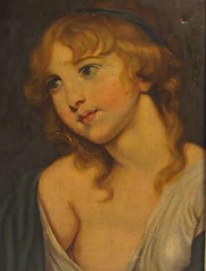 Ölgemälde Mädchenporträt um 1850 /5813