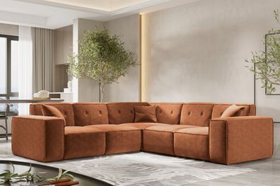 Ecksofa Eckcouch Corner 246cm PULA stoff Perfect Harmony Orange