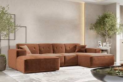 Ecksofa U Eckcouch 342cm Large Medium PULA stoff Perfect Harmony Orange