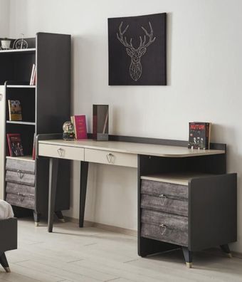 Modern luxuriöse Grau Holz Schreibtisch Schlafzimmer Möbel Stilvoll Neu