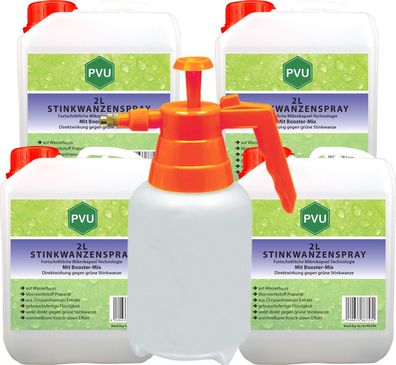 PVU 4x2L + 2L Sprüher Wanzen Spray gegen Stinkwanzen bekämpfen mit Langzeitwirkung