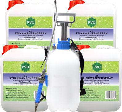 PVU 4x2L + 5L Sprüher Wanzen Spray gegen Stinkwanzen bekämpfen mit Langzeitwirkung