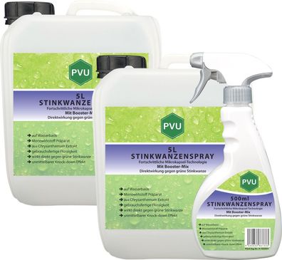 PVU 2x5L + 500ml Wanzen Spray gegen Stinkwanzen bekämpfen mit Langzeitwirkung frei