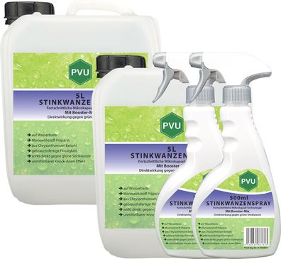 PVU 2x5L + 2x500ml Wanzen Spray gegen Stinkwanzen bekämpfen mit Langzeitwirkung