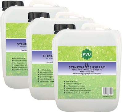 PVU 3x5L Wanzen Spray gegen Stinkwanzen bekämpfen mit Langzeitwirkung frei EX