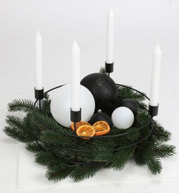 Metall-Adventskranz Ø33cm mit Metallstreben Weihnachtsdeko Kerzenhalter Tischdeko