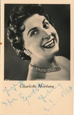 100% Original Autogramm - Charlotte Hartung - Autograph Karte handsigniert X24