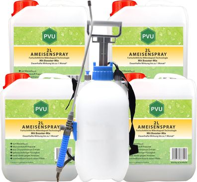 PVU 4x2L + 5L Sprüher Ameisenspray Ameisenmittel Ameisengift gegen Ameisen Bekämpfung