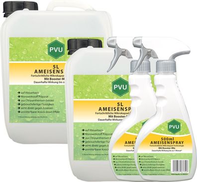 PVU 2x5L + 2x500ml Ameisenspray Ameisenmittel Ameisengift gegen Ameisen Bekämpfung