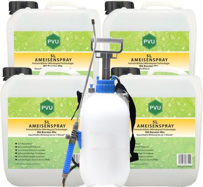 PVU 4x5L+ 5L Sprüher Ameisenspray Ameisenmittel Ameisengift gegen Ameisen Bekämpfung