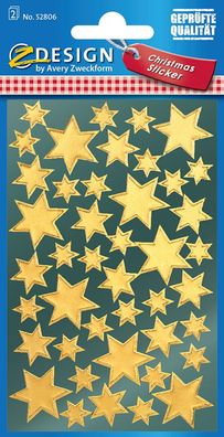 AVERY Zweckform 52806 Aufkleber Weihnachten 96 goldene Sterne (Weihnachtssticker ...