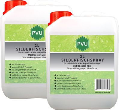 PVU 2x2L Silberfischspray Silberfischmittel gegen Silberfische Schutz Mittel EX