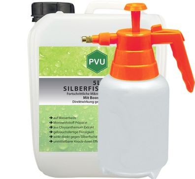 PVU 5L + 2L Sprüher Silberfischspray Silberfischmittel gegen Silberfische Schutz Mitt