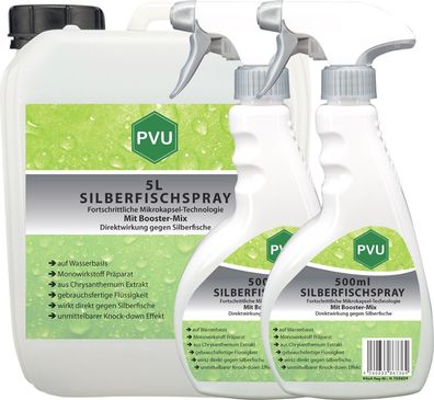 PVU 5L + 2x500ml Silberfischspray Silberfischmittel gegen Silberfische Schutz Mittel