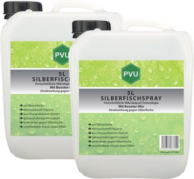 PVU 2x5L Silberfischspray Silberfischmittel gegen Silberfische Schutz Mittel EX