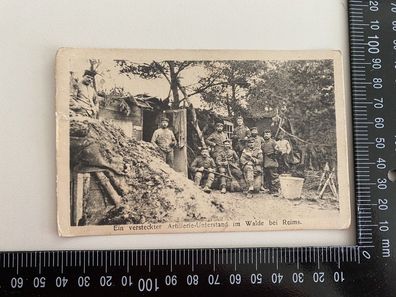 Foto PK Feldpost Frankreich versteckter Artillerie Unterstand im Walde K1.35