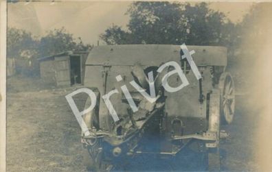Foto PK WK I Feldpostkarte Geschütz beschädigt France F1.64