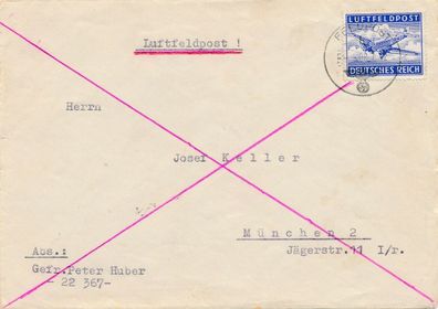 Alter Internationaler Brief Flugpost Luftfeldpost Stempel 16cm x 12cm