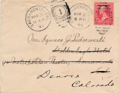 USA to Germany Beleg 1896 Brief Umschlag Briefmarken Stempel 1896 X22