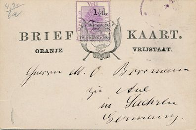 Brief Kaart PK Briefmarken Niederlande Deutschland 1896 Stamp