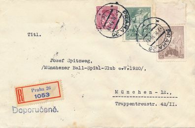 Brief Air Mail Briefmarken Tschechien - München Stamp Fußball Verband 1939