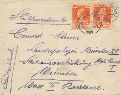 Brief Briefmarken Stamp Niederlande - München 1924 an Polizei