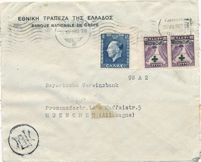 Air Mail Flugpost Brief Briefmarken Stamp Griechenland - München 1937