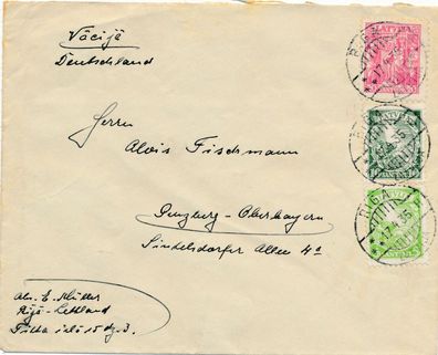 Air Mail Flugpost Brief Briefmarken Stamp Riga - Penzberg 1935