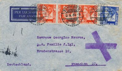 Air Mail Flugpost Brief Briefmarken Stamp Niederlande - München 1939
