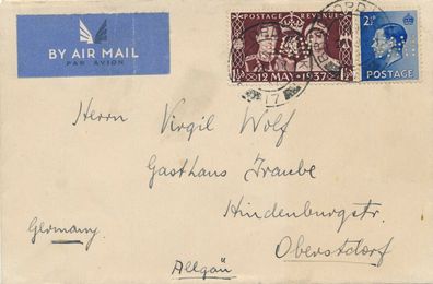 Air Mail Flugpost Brief Briefmarken Stamp England Postage Revenue 1,5. 1937
