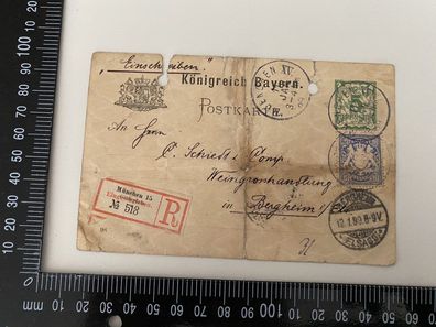 Antiker Brief Postkarte Briefmarken Einschreiben um 1899 A1.41
