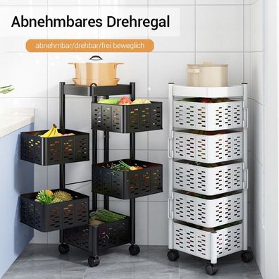 Heikoeco® Lagerregal, Mobiler Aufbewahrungswagen mit 5 Ebenen, Bodenlagerregal